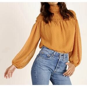 Astr The Label Libra Top In The Golden Hour Color, Golden Fall Blouse, Women’s S